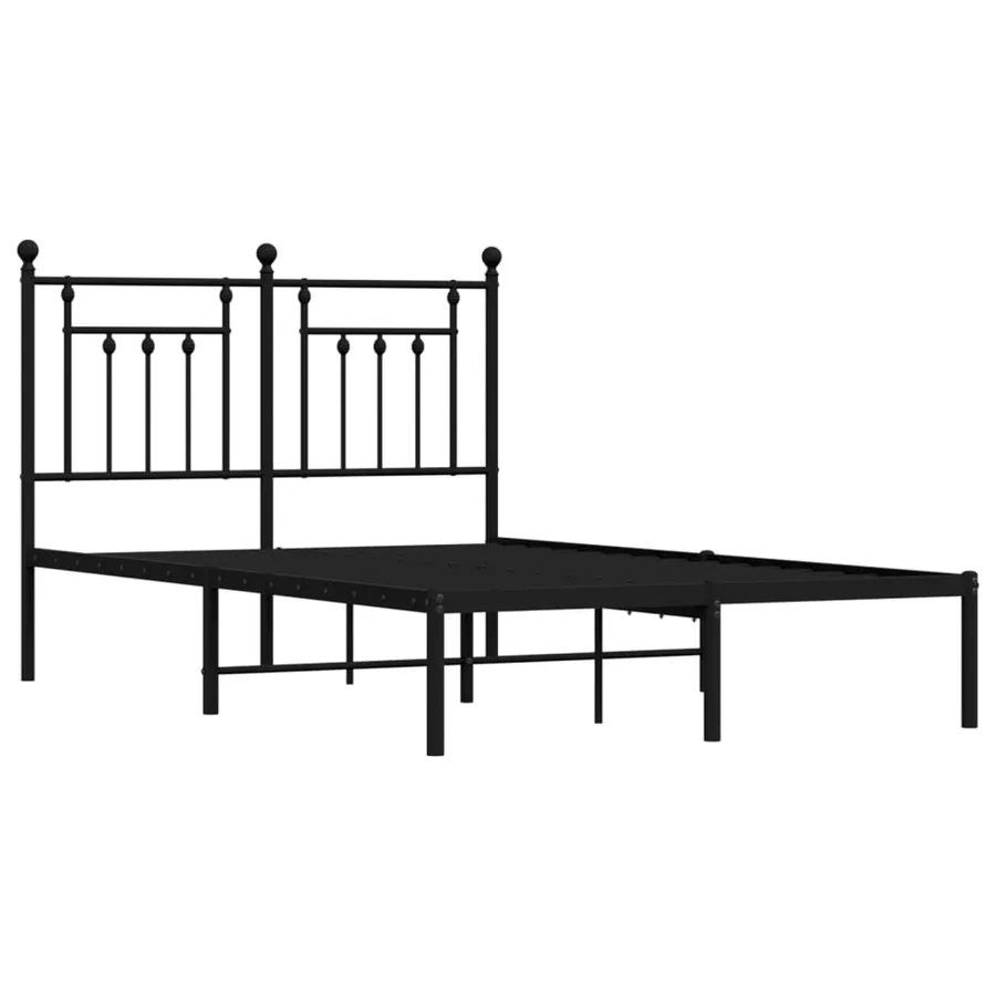 Cadre de lit métal sans matelas avec tête de lit noir 120x200cm - 3
