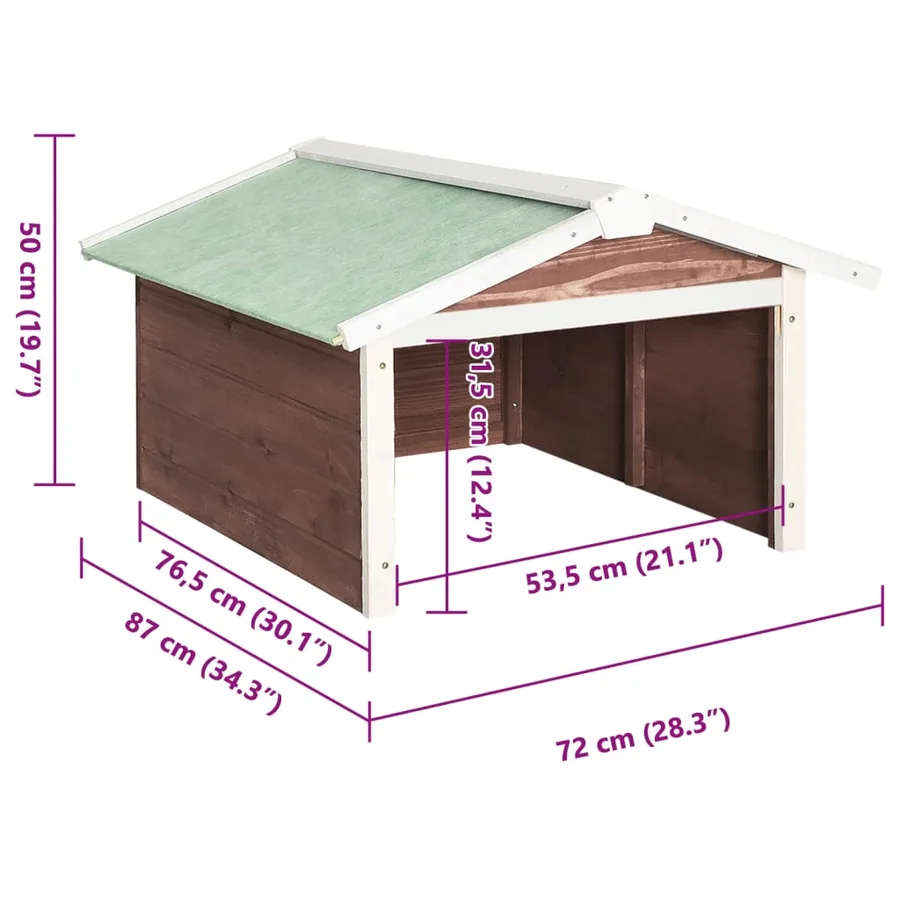 Garage de tondeuse à gazon 72x87x50 cm Moka et blanc Sapin - 9