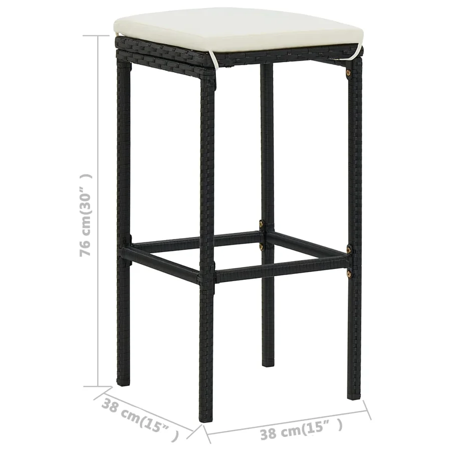 Ensemble de bar de jardin 5 pcs et coussins Résine tressée Noir - 13