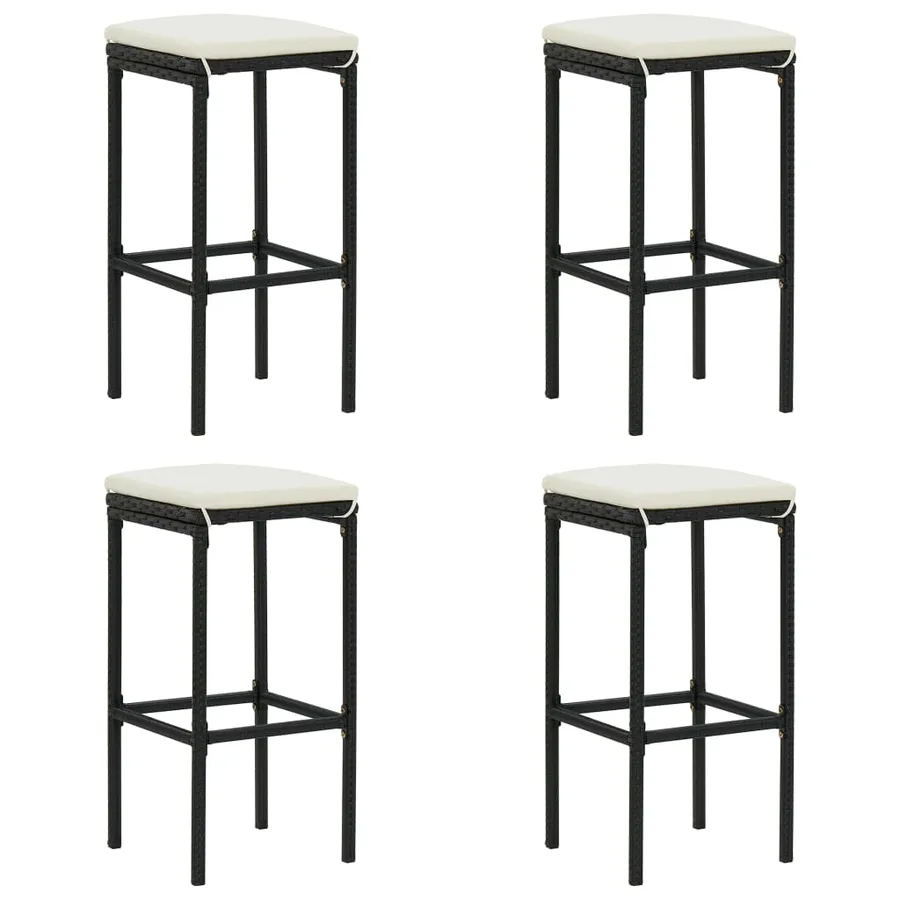 Ensemble de bar de jardin 5 pcs et coussins Résine tressée Noir - 3