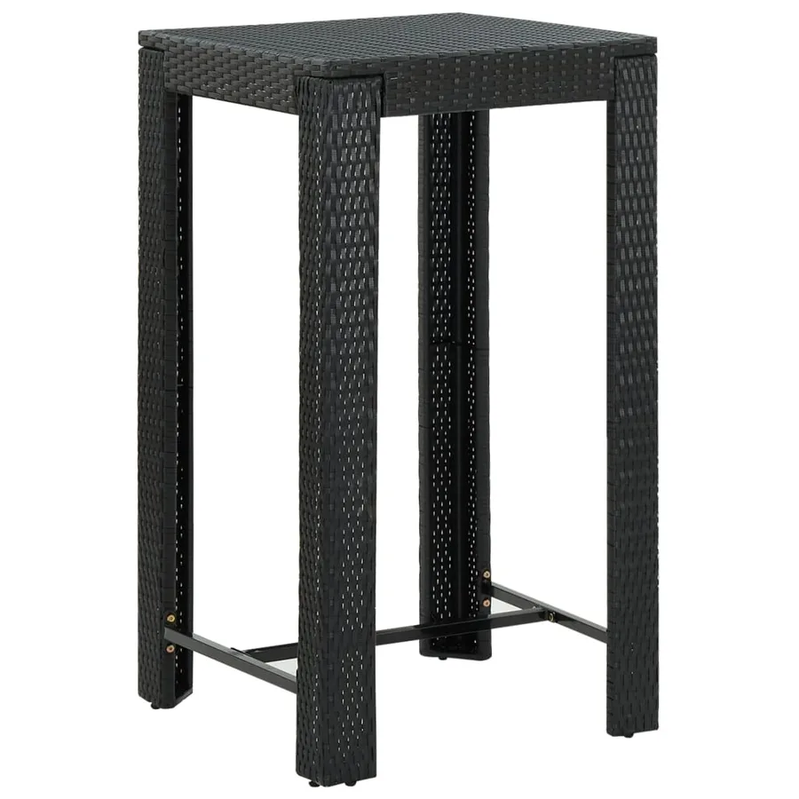 Ensemble de bar de jardin 5 pcs et coussins Résine tressée Noir - 8