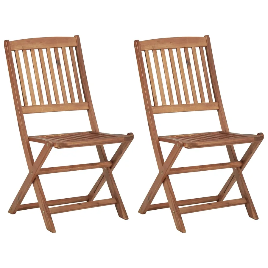 Chaises pliables de jardin lot de 2 avec coussins Bois d'acacia - 2