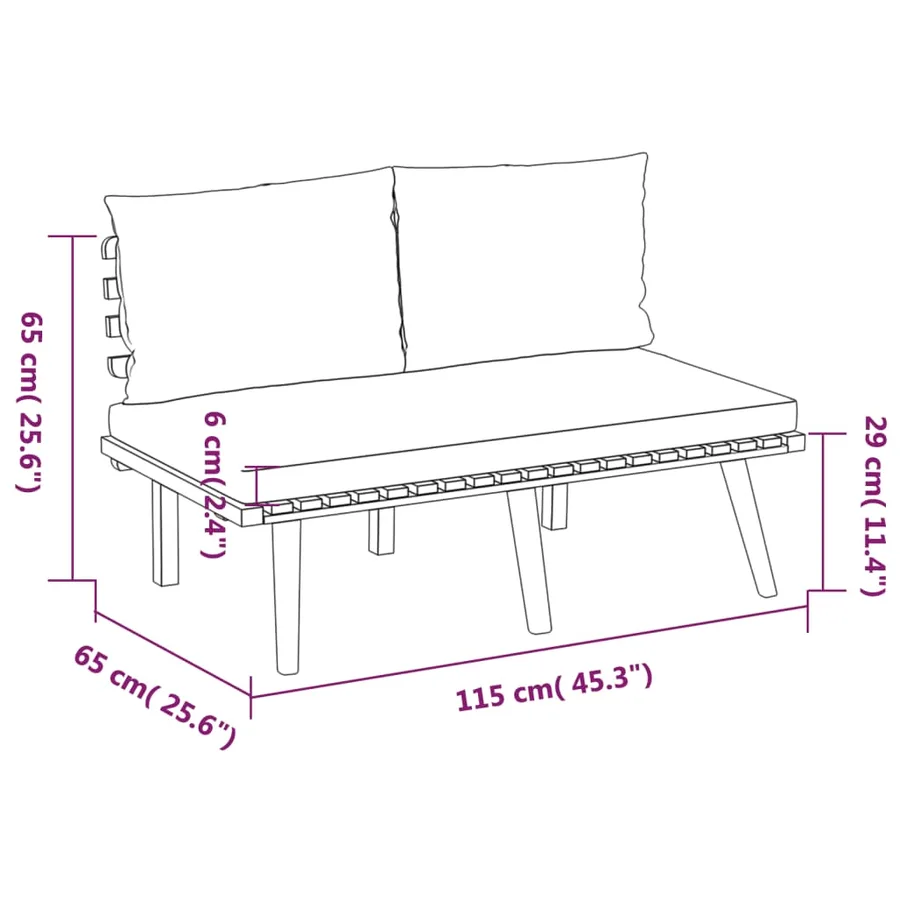 Salon de jardin 5 pcs avec coussins Bois d'acacia solide - 11