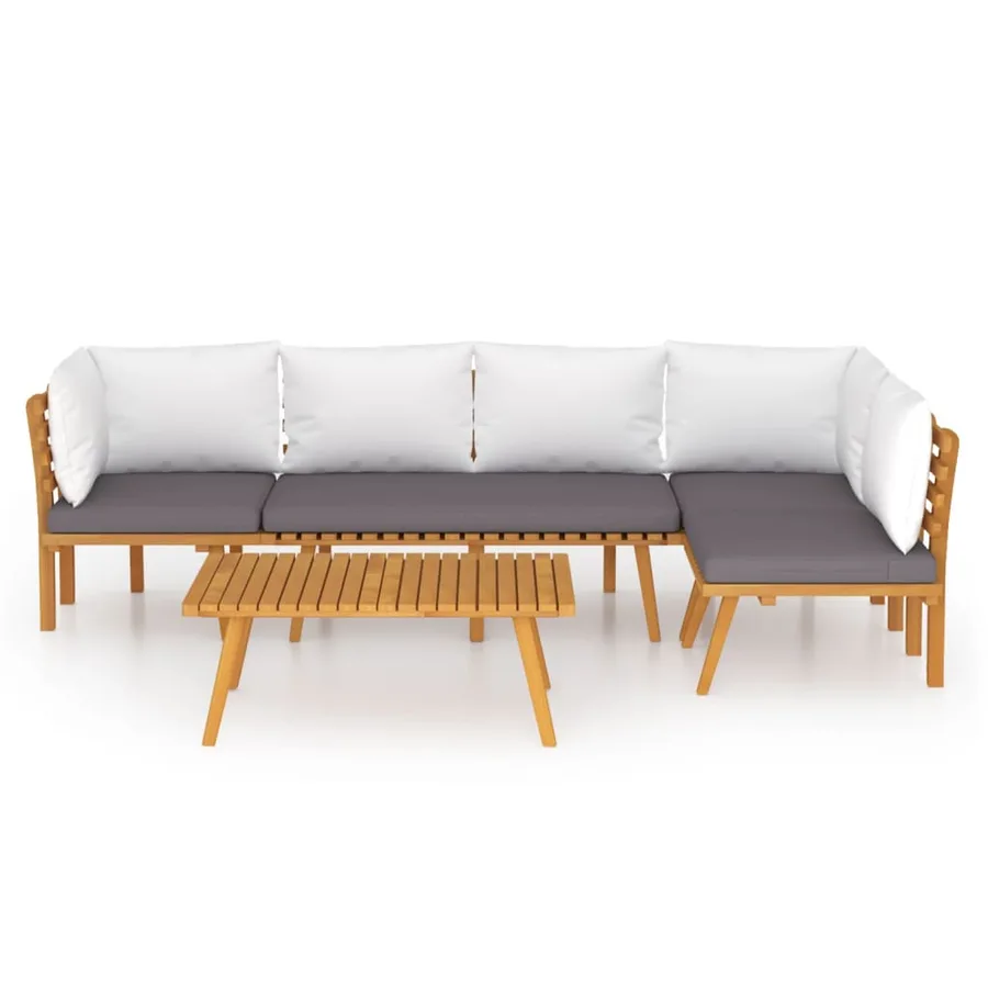 Salon de jardin 5 pcs avec coussins Bois d'acacia solide - 3