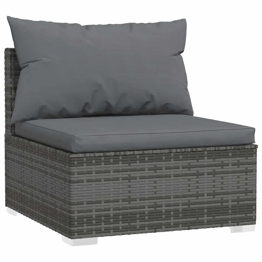 Salon de jardin 5 pcs avec coussins Résine tressée Gris - 3