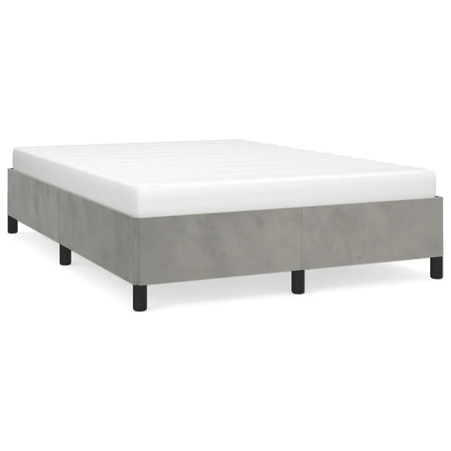 Cadre de lit sans matelas gris clair 140x200 cm velours - 2