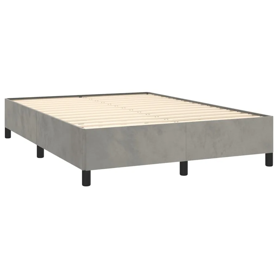 Cadre de lit sans matelas gris clair 140x200 cm velours - 4