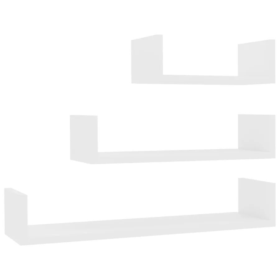 Étagères murales 3 pcs Blanc Bois d'ingénierie - 2