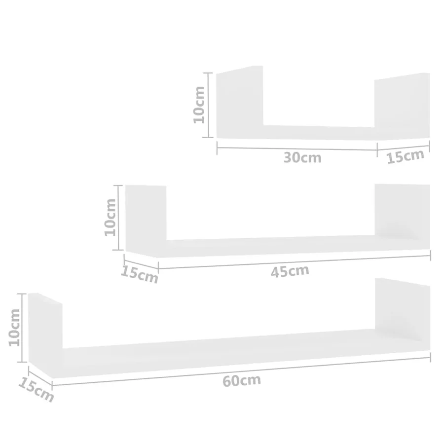 Étagères murales 3 pcs Blanc Bois d'ingénierie - 6