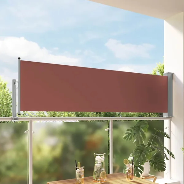 Auvent latéral rétractable de patio 80x300 cm Marron