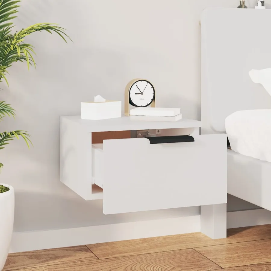 Tables de chevet murales 2 pcs blanc 34x30x20 cm - 4
