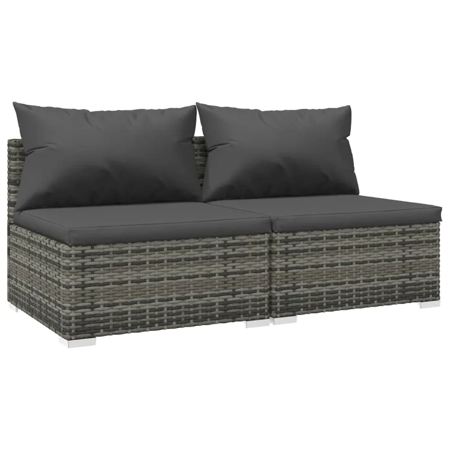 Salon de jardin 2 pcs avec coussins Résine tressée Gris - 2