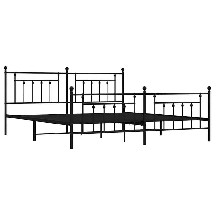 Cadre de lit métal sans matelas avec pied de lit noir 193x203cm - 3