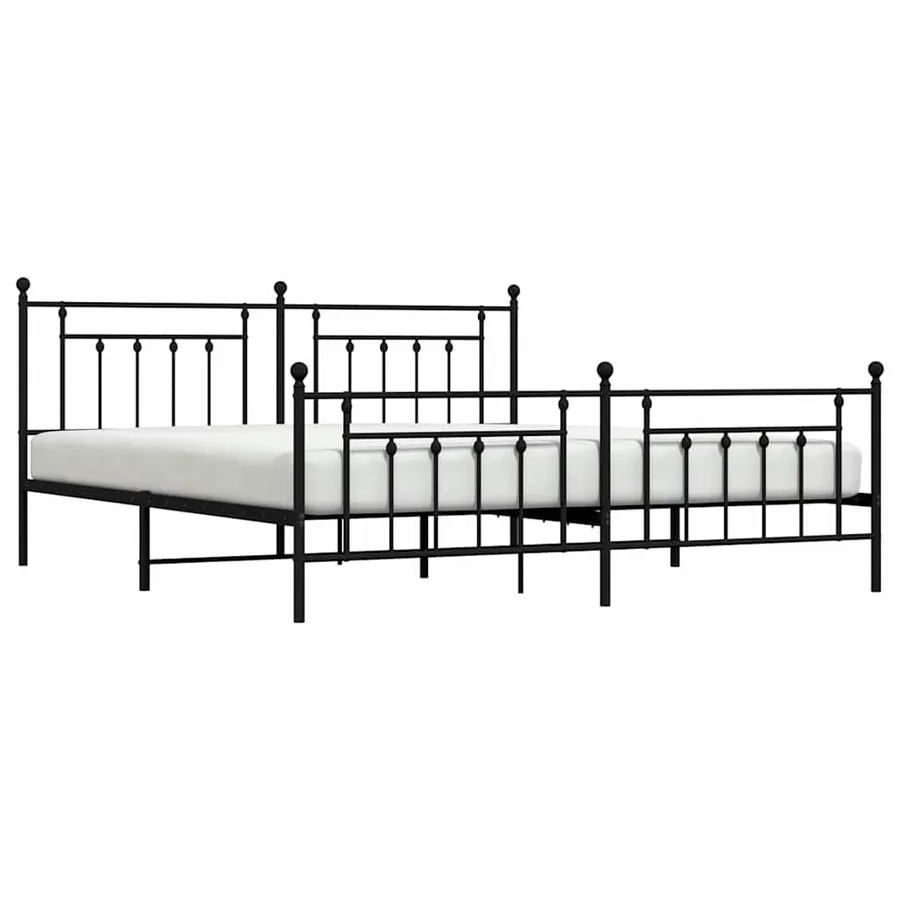 Cadre de lit métal sans matelas avec pied de lit noir 193x203cm - 5