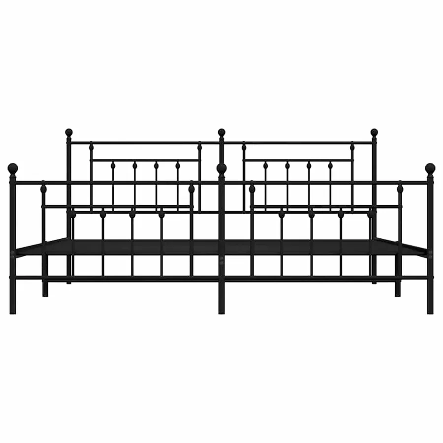 Cadre de lit métal sans matelas avec pied de lit noir 193x203cm - 6