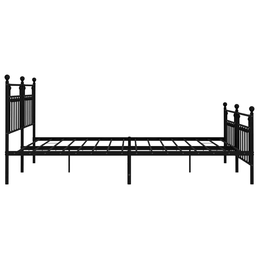 Cadre de lit métal sans matelas avec pied de lit noir 193x203cm - 7