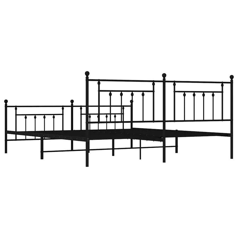 Cadre de lit métal sans matelas avec pied de lit noir 193x203cm - 8
