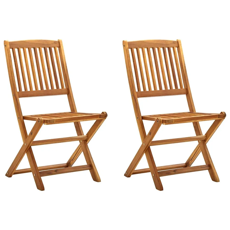 Chaises pliables d'extérieur lot de 2 Bois d'acacia solide