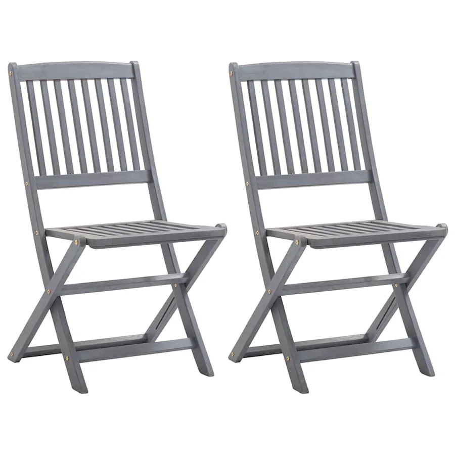 Chaises pliables d'extérieur lot de 2 Bois d'acacia solide - 10