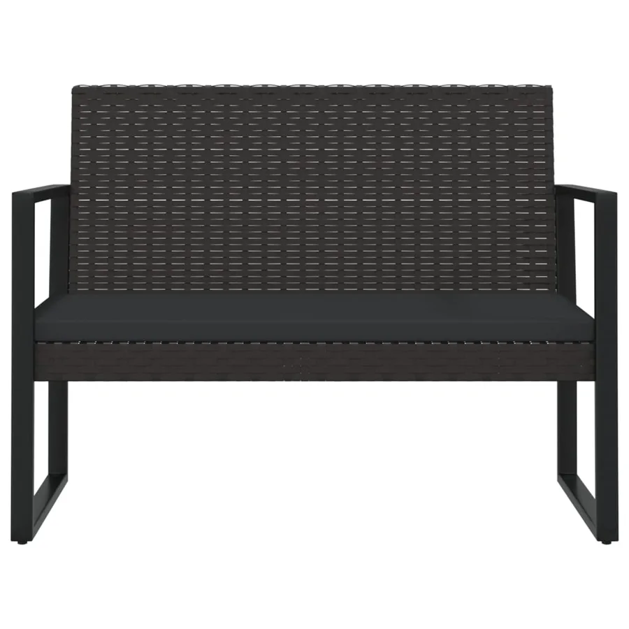 Banc de jardin avec coussins noir 106 cm résine tressée - 3