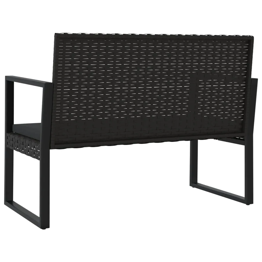 Banc de jardin avec coussins noir 106 cm résine tressée - 5