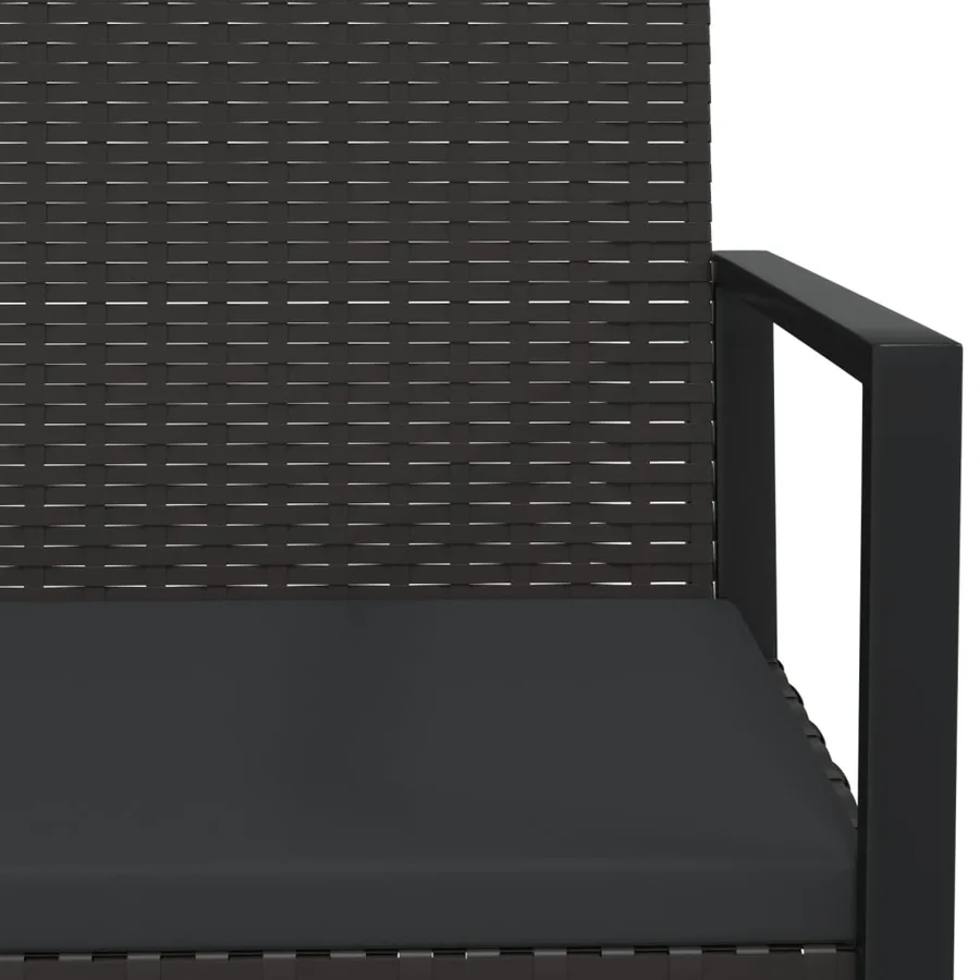 Banc de jardin avec coussins noir 106 cm résine tressée - 6
