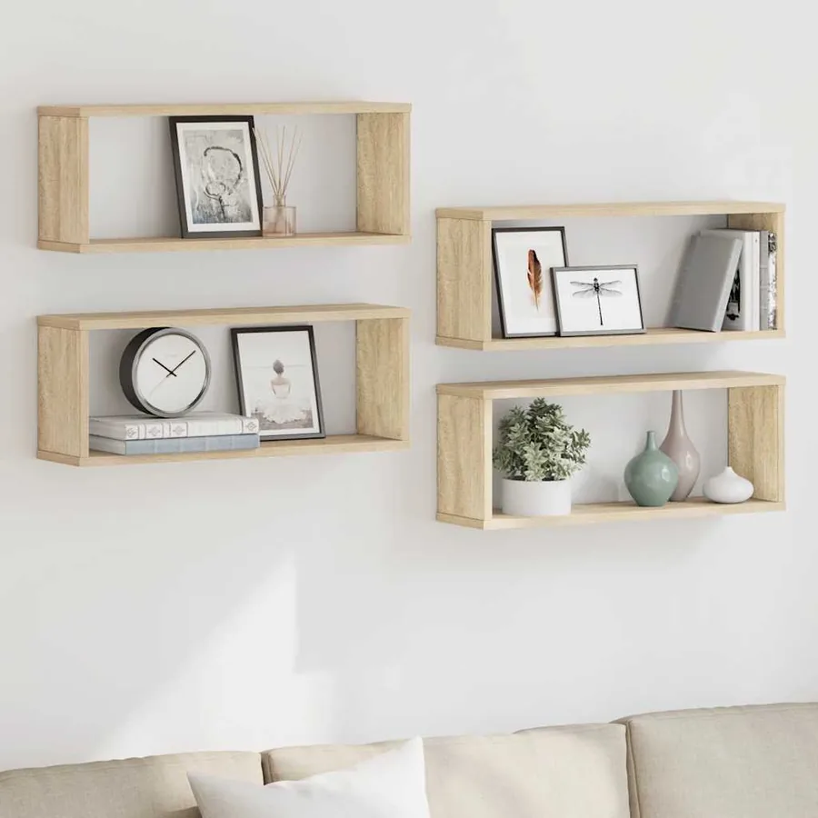 Étagères murales cube 4 pcs Chêne sonoma Bois d’ingénierie
