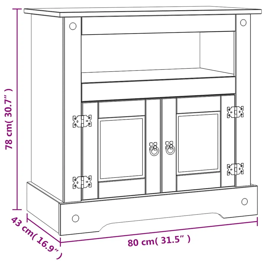 Meuble TV Gamme Corona pin mexicain 80x43x78 cm - 10