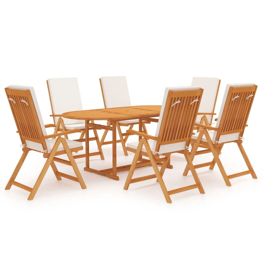 Ensemble à manger de jardin 7 pcs coussins Bois de teck massif - 2