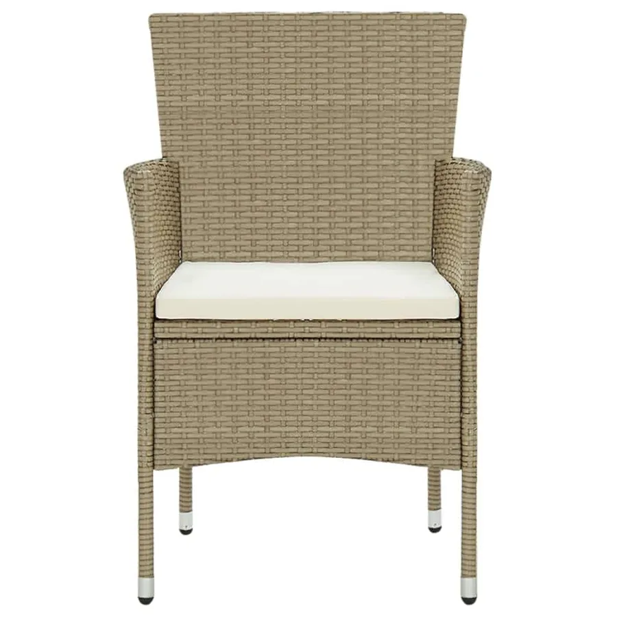 Ensemble à manger de jardin et coussins 7 pcs Poly rotin Beige - 13