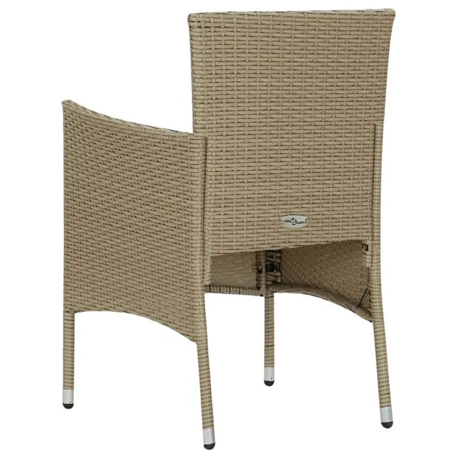 Ensemble à manger de jardin et coussins 7 pcs Poly rotin Beige - 7