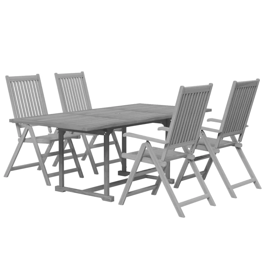 Ensemble à manger de jardin 5 pcs Bois d'acacia massif - 3