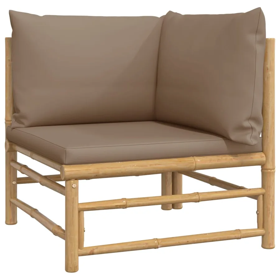 Canapés d'angle de jardin avec coussins taupe 2 pcs bambou - 4