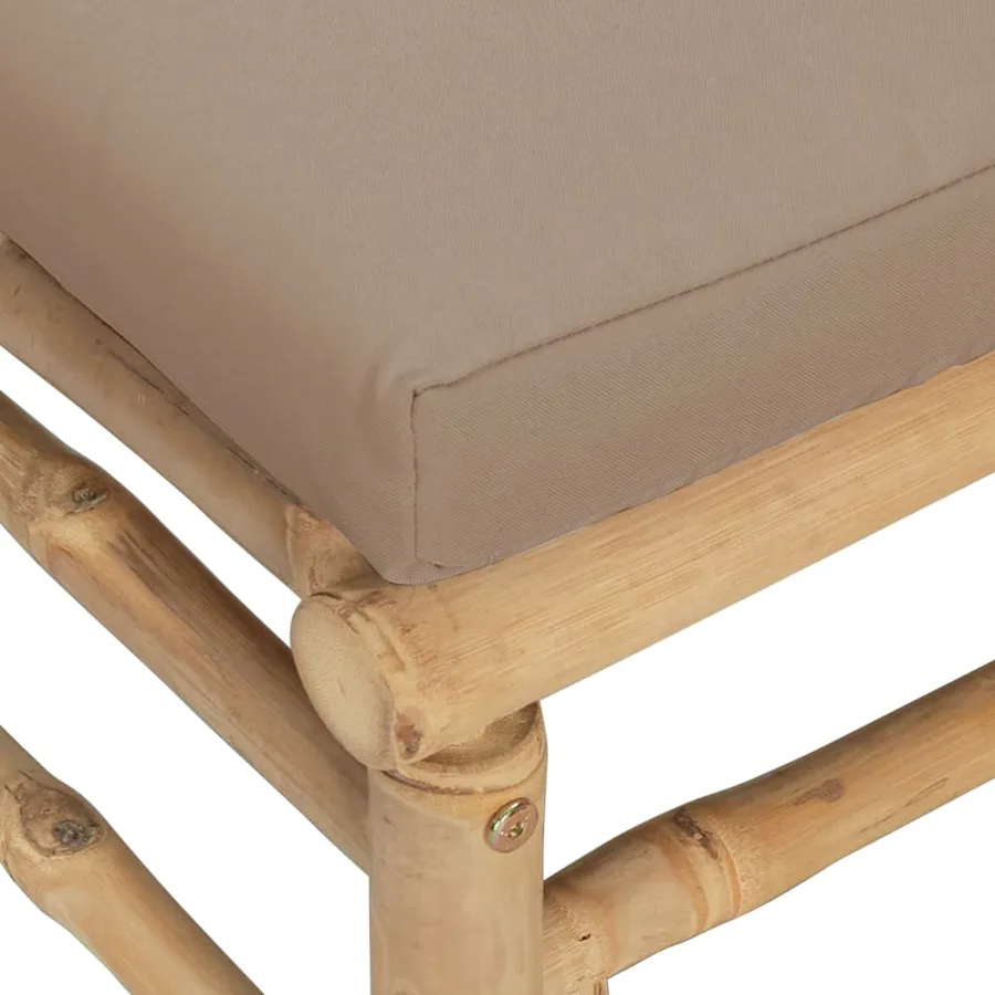 Canapés d'angle de jardin avec coussins taupe 2 pcs bambou - 5