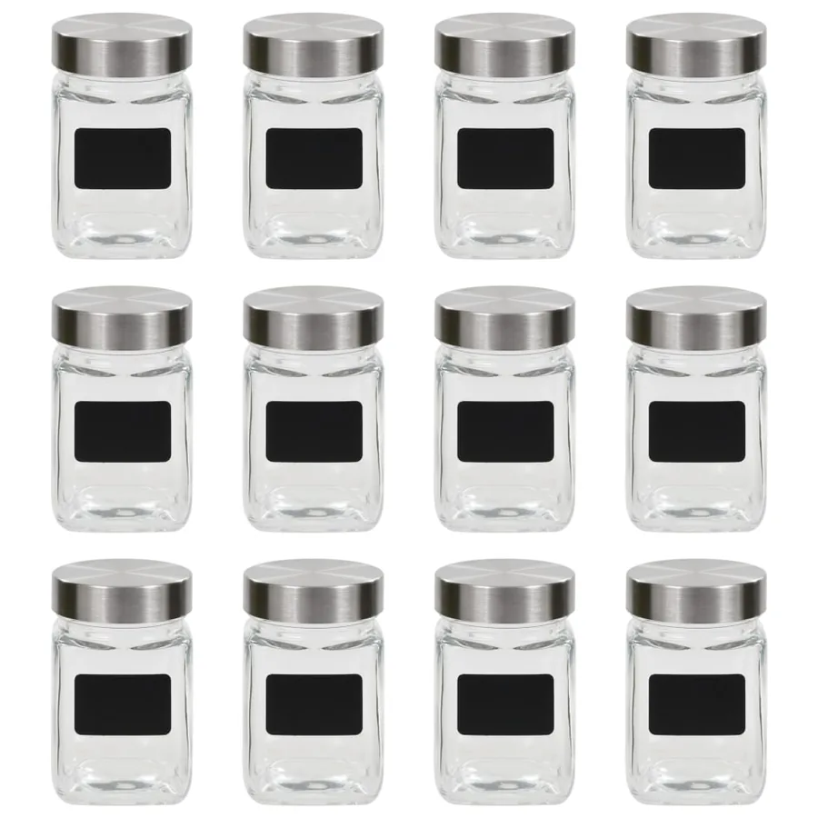 Pots de conservation avec autocollant 12 pcs 300 ml