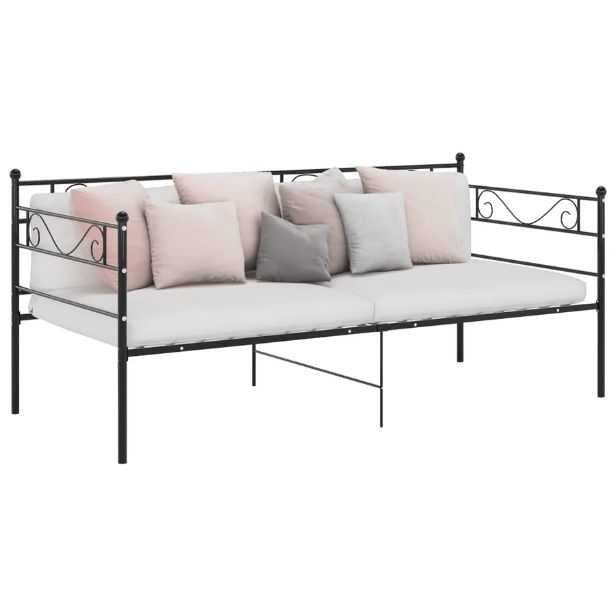 Cadre de canapé-lit sans matelas noir métal 90x200 cm