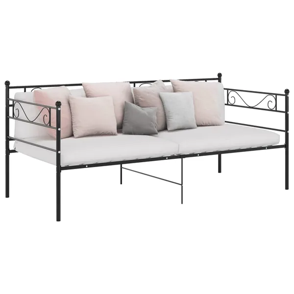 Cadre de canapé-lit sans matelas noir métal 90x200 cm