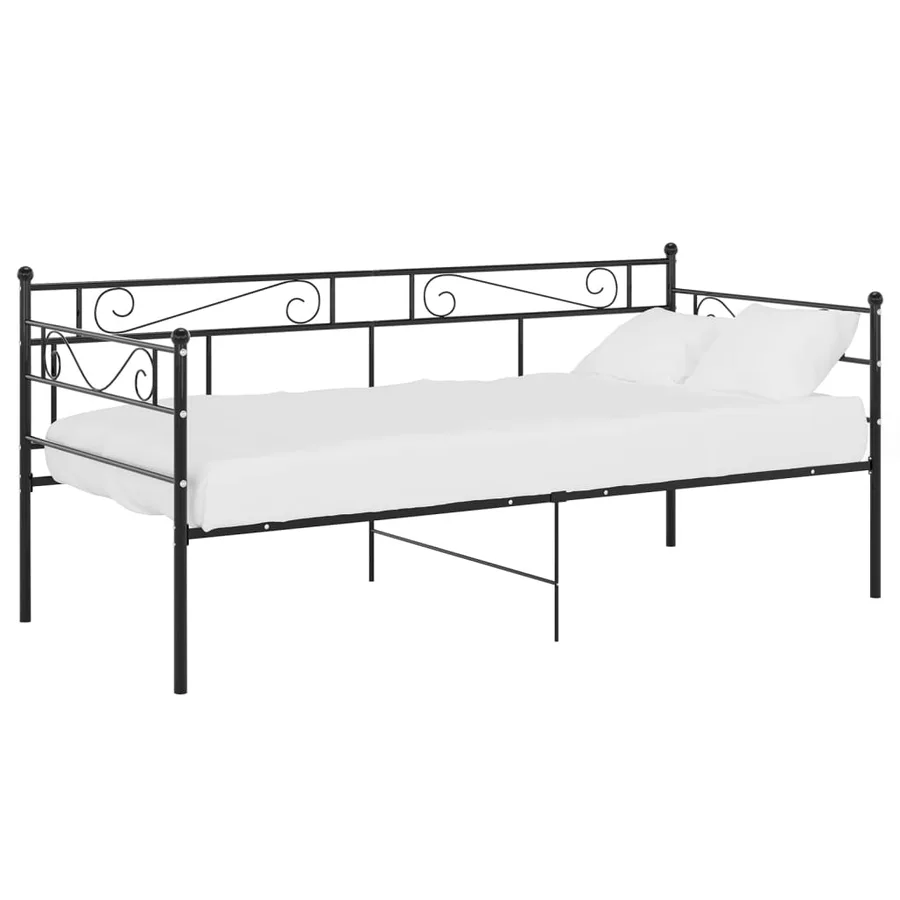 Cadre de canapé-lit sans matelas noir métal 90x200 cm - 2