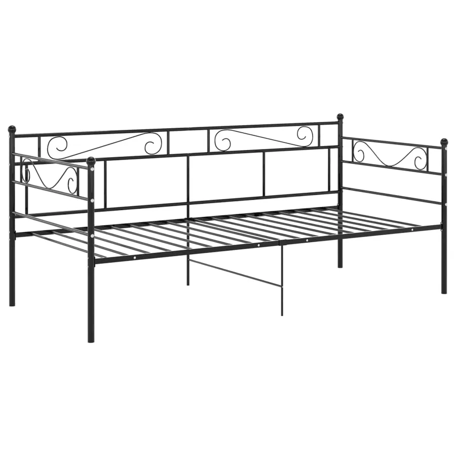 Cadre de canapé-lit sans matelas noir métal 90x200 cm - 3