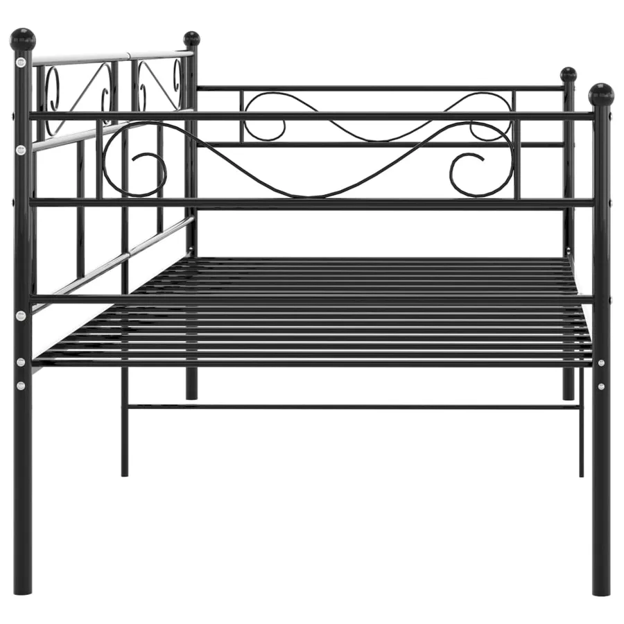 Cadre de canapé-lit sans matelas noir métal 90x200 cm - 5