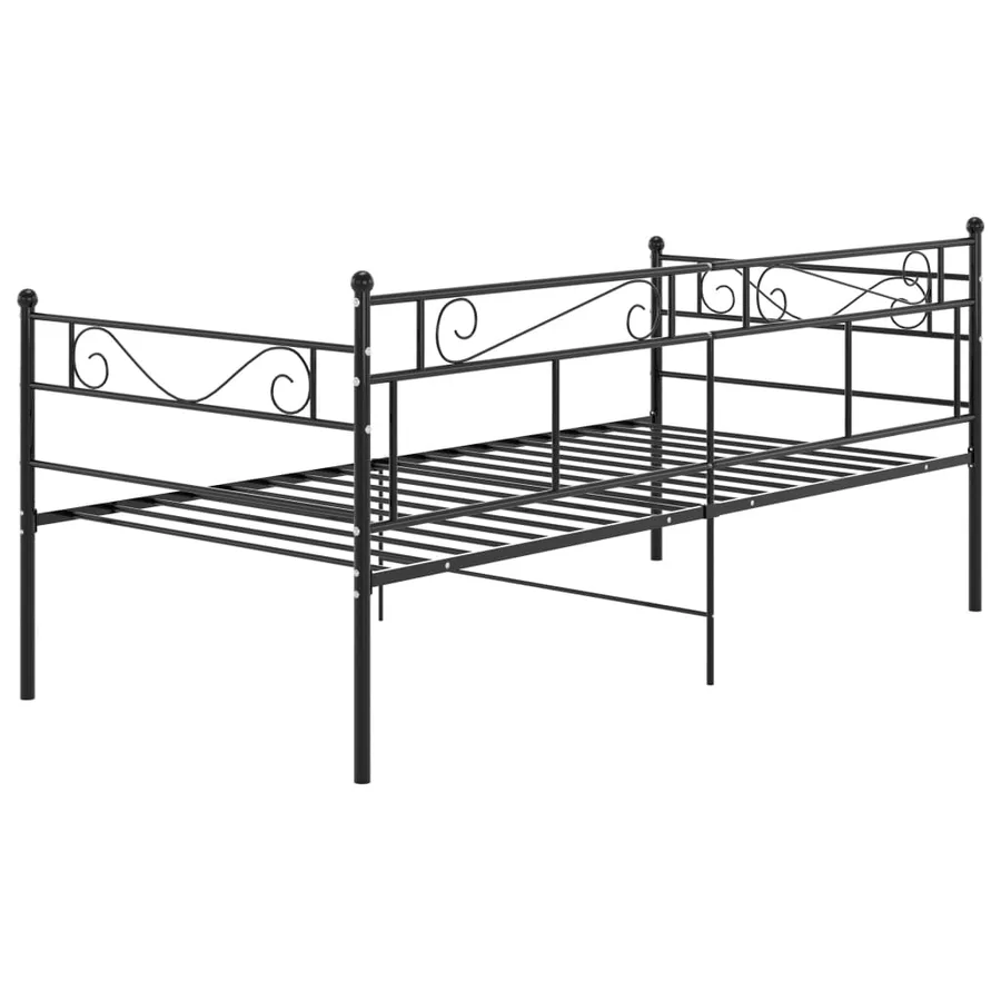 Cadre de canapé-lit sans matelas noir métal 90x200 cm - 6