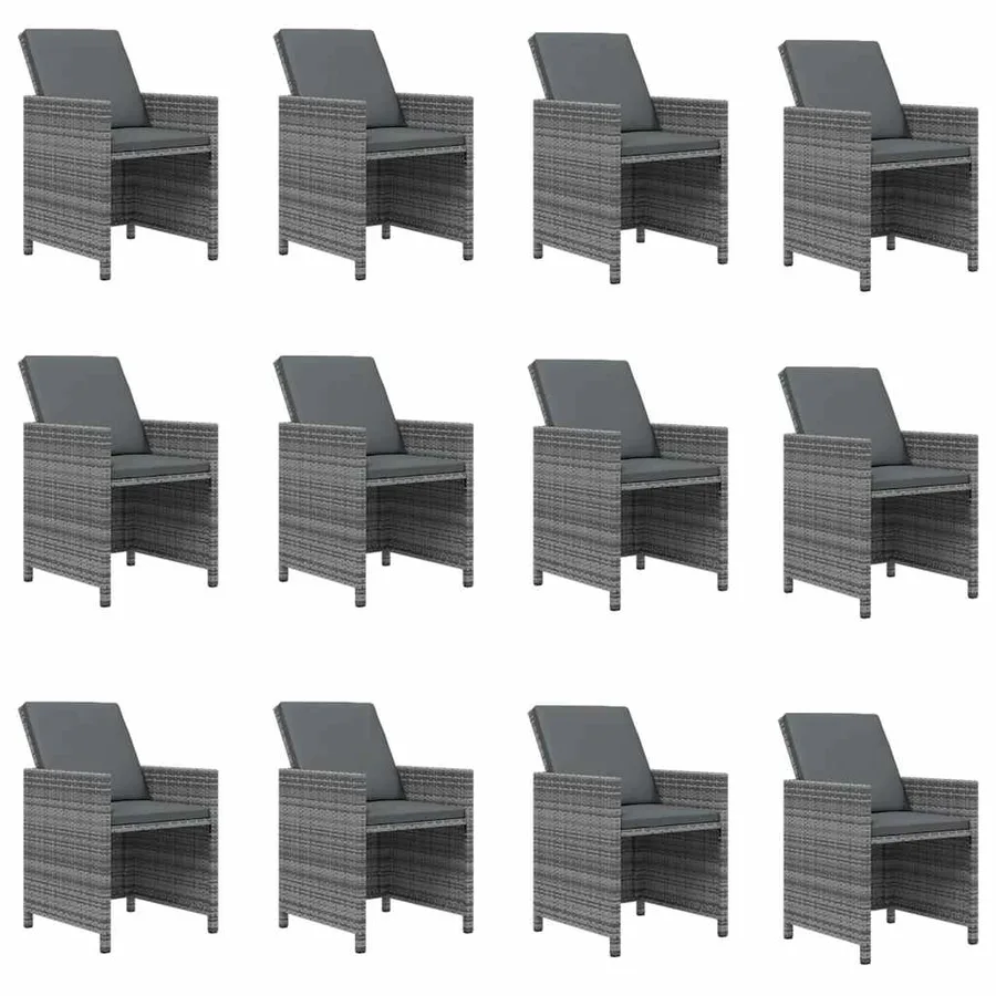 Ensemble à manger de jardin coussins 13 pcs Résine tressée Gris - 4