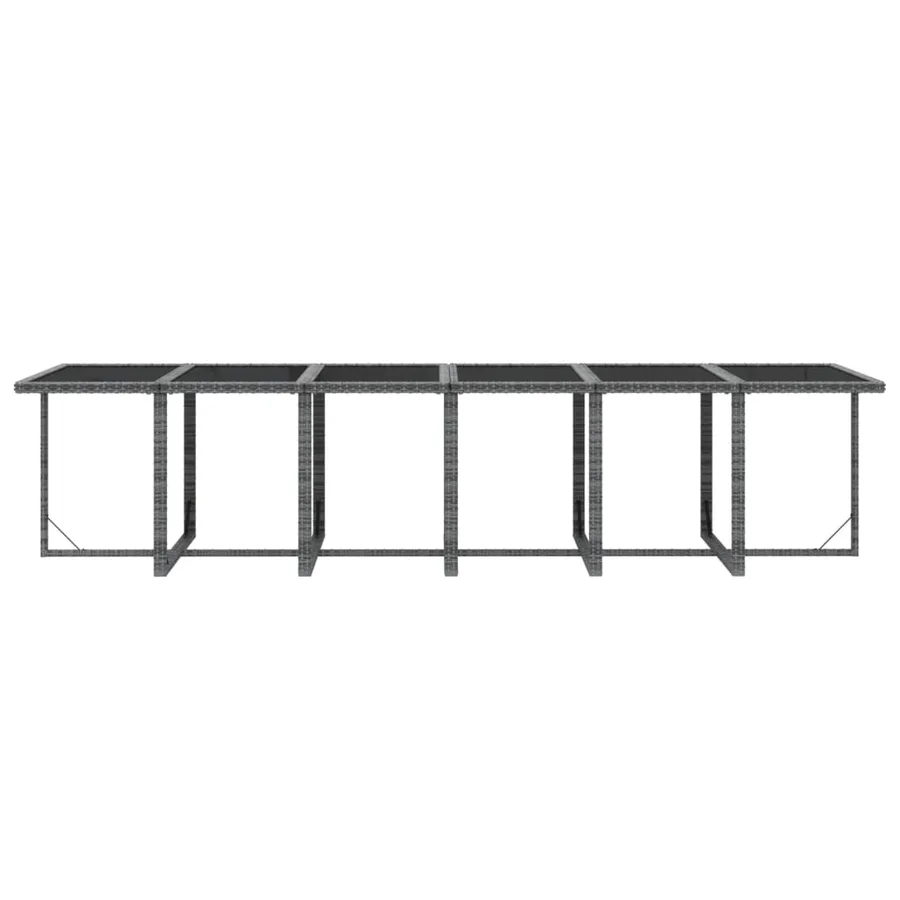 Ensemble à manger de jardin coussins 13 pcs Résine tressée Gris - 8