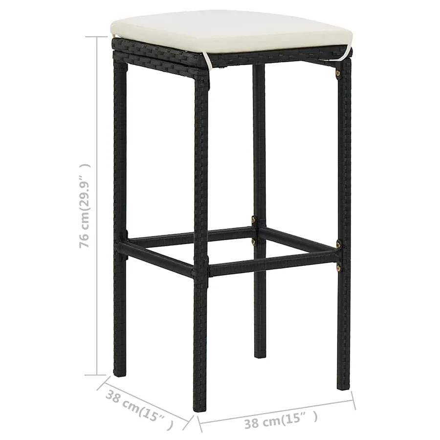 Ensemble de bar de jardin avec coussins 9 pcs Noir - 12