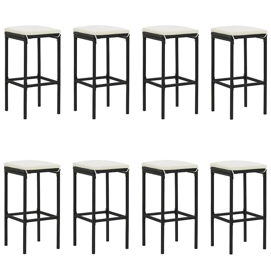 Ensemble de bar de jardin avec coussins 9 pcs Noir - 7