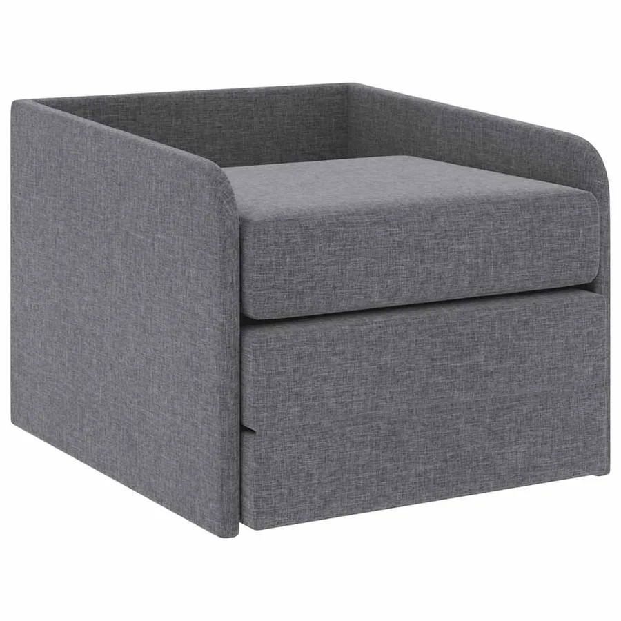 Fauteuil convertible gris clair tissu - 3