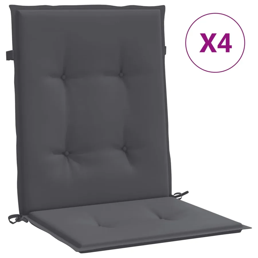 Coussins de chaise de jardin à dossier bas lot de 4 anthracite - 2