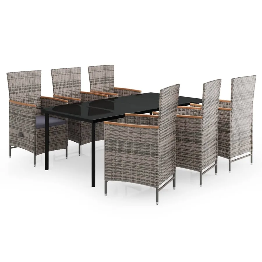 Ensemble à manger de jardin avec coussins 7 pcs Gris - 2