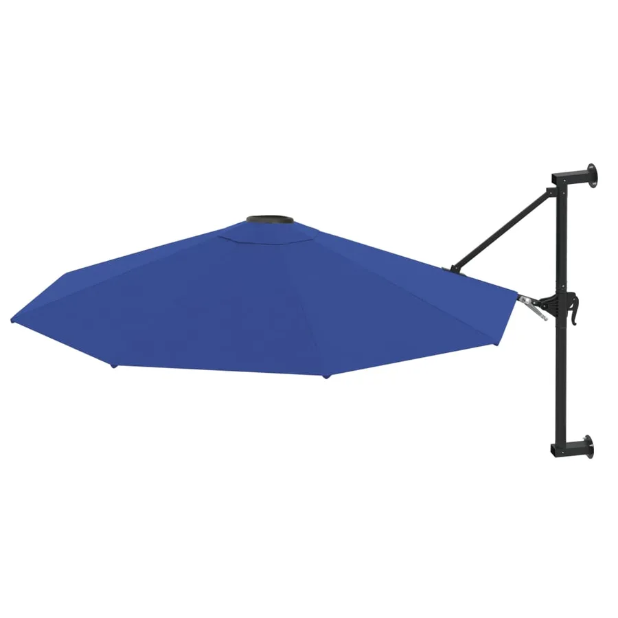Parasol mural avec mât métallique 300 cm Bleu - 2