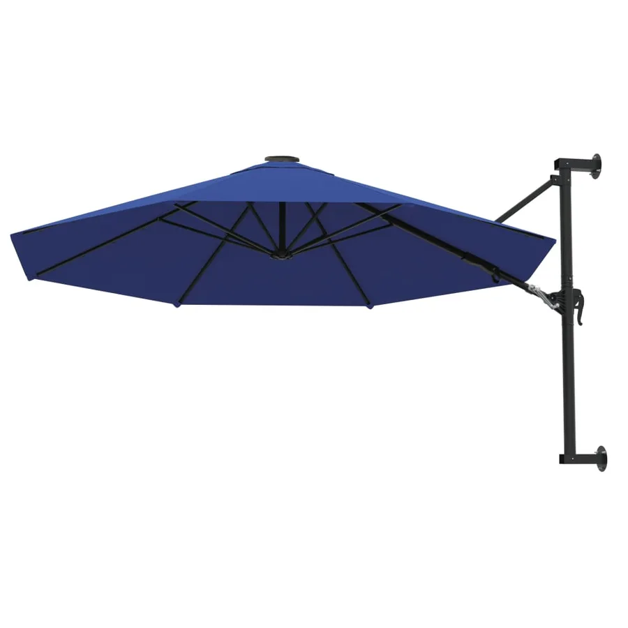 Parasol mural avec mât métallique 300 cm Bleu - 3